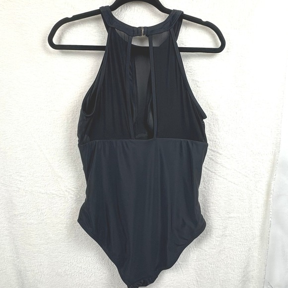 Black Mesh One Piece Swimsuit Bathing suit Minimalist Resort Luxe Sophisticated - Picture 4 of 12